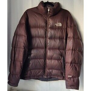 The North Face 550 Down Puffer Jacket Women's XL Brown Goose Down Full Zip Coat
